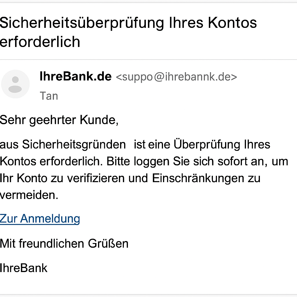 Screenshot einer Phishing Mail Screenshot einer Phishing Mail